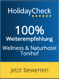 HolidayCheck 2024 – 100 % Weiterempfehlung für Hotel Tonihof