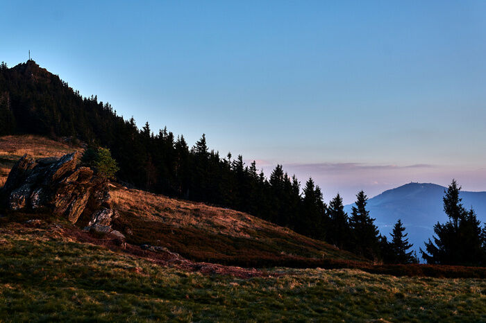 Bayerwald-Berg Osser bei Sonnenuntergang